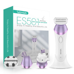VOYOR Rasoir Électrique Femme 4 en 1 Bikini, 4 Têtes Remplaçables, Rechargeable, 2 Vitesses - Violet