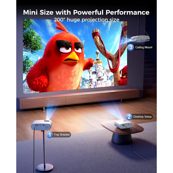 ELEPHAS Mini Projector 7000L, Portable 1080P HD Movie Projector with 200 Screen, Sync for iPhone/Android/TV/HDMI/USB ELEPHAS Mini Projector 7000L, Portable 1080P HD Movie Projector with 200 Screen, Sync for iPhone/Android/TV/HDMI/USB