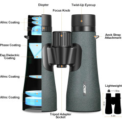 12x50 UHD Binoculars for Adults - Waterproof, Lightweight, Phone Adapter