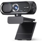 1080P HD Webcam with Mic, Noise Cancellation, Privacy Cover, Wide-Angle, Auto Light, USB Plug & Play (Black)