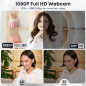1080P HD Webcam with Mic, Noise Cancellation, Privacy Cover, Wide-Angle, Auto Light, USB Plug & Play (Black)