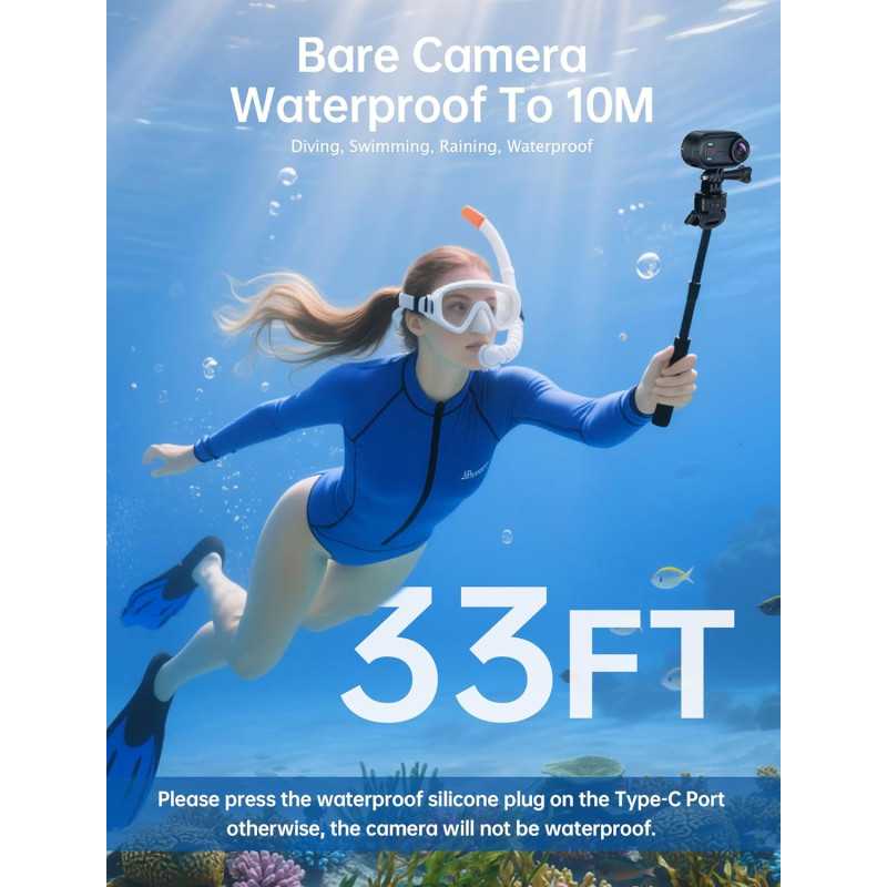 Caméra Body 4K Mini POV 64GB Étanche WiFi pour Sport