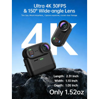 Caméra d'Action 4K Mini 64GB Waterproof WiFi Magnétique Portable pour Sports et Vlogging Noir