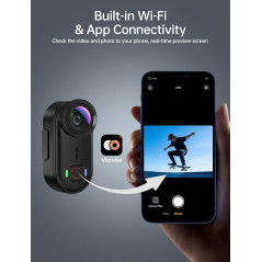 4K Mini Body Action Camera with WiFi, 64GB, Waterproof & Magnetic