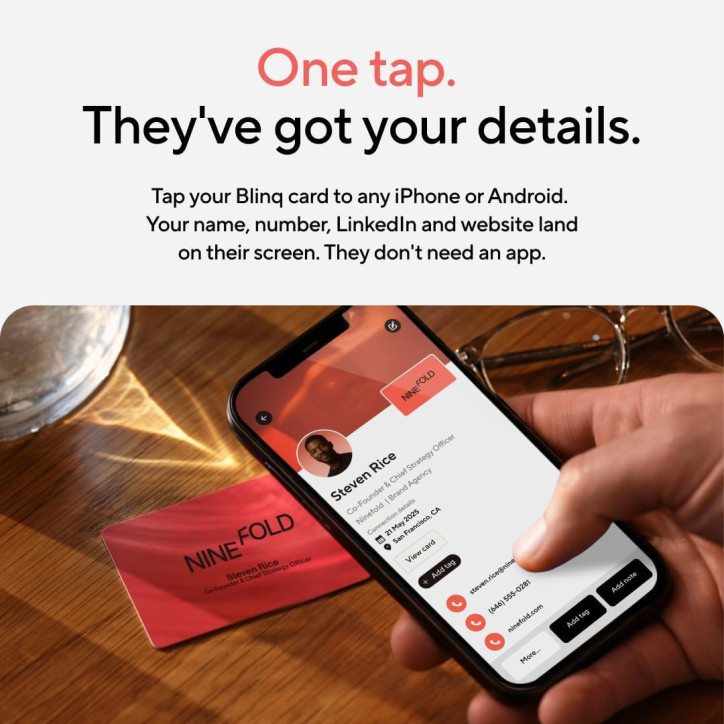 Blinq Carte de Visite Digitale NFC - Partage Instantané par Tap - Compatible iPhone & Android (Noir) Blinq Carte de Visite Digitale NFC - Partage Instantané par Tap - Compatible iPhone & Android (Noir)