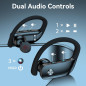 bmani Wireless Earbuds with LED Display Case, 80H Playtime, Over-Ear Hook, Mic, Stereo Sound – Black