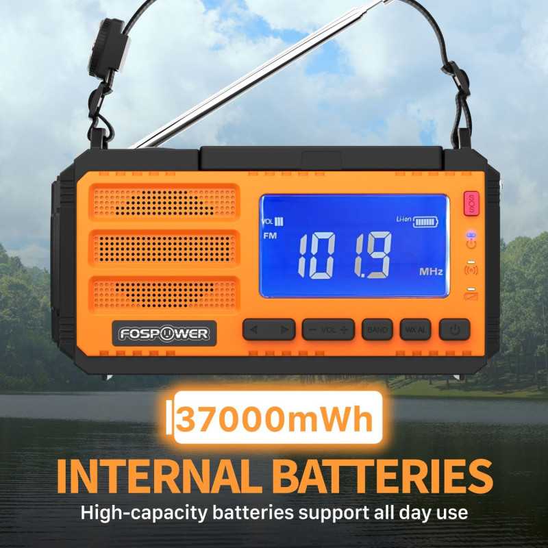Radio Météo d'Urgence FosPower NOAA avec Batterie Portable 37000mWh