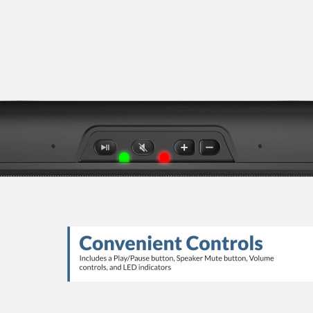 Barre de son stéréo USB Cyber Acoustics CA-2890 – Se fixe au moniteur, commandes pratiques