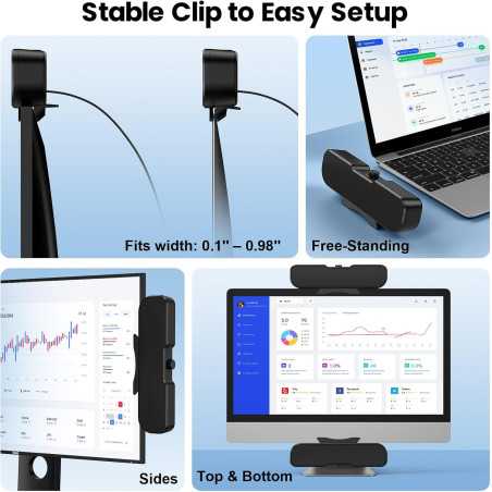 Cirqon Desktop PC Speakers with Volume Knob & USB-C Adapter (Black)