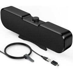 Haut-parleurs Cirqon pour PC, volume facile, pince robuste, design compact, alimentation USB/USB-C (Noir)