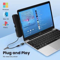 Haut-parleurs Cirqon PC USB avec bouton volume et pince robuste