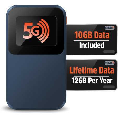 Solis Edge – Hotspot 5G avec données illimitées à vie (12GB/an) + 10GB global, WiFi 140+ pays, 300+ opérateurs