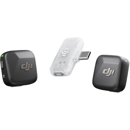 DJI Mic Mini Wireless Lavalier Mic (2 TX + 1 RX) for iPhone 17/16/15, Android, PC – 300m Range, Noise Cancelling
