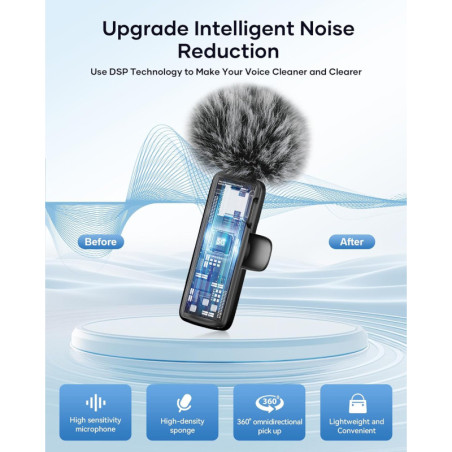 Microphone sans fil 2 Pack pour iPhone, Android et iPad
