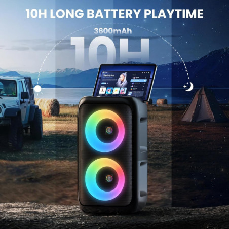 Portable Bluetooth Party Speaker with 2 Wireless Mics & Lights – Karaoke Fun
