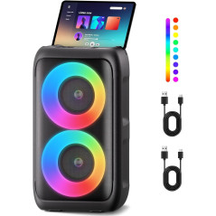 Portable Bluetooth Party Speaker with 2 Wireless Mics & Lights – Karaoke Fun