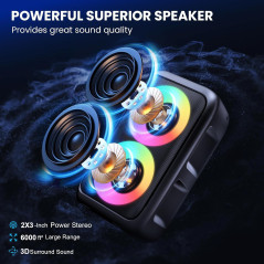 Portable Bluetooth Party Speaker with 2 Wireless Mics & Lights – Karaoke Fun