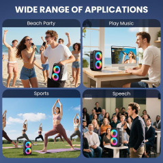 Portable Bluetooth Party Speaker with 2 Wireless Mics & Lights – Karaoke Fun