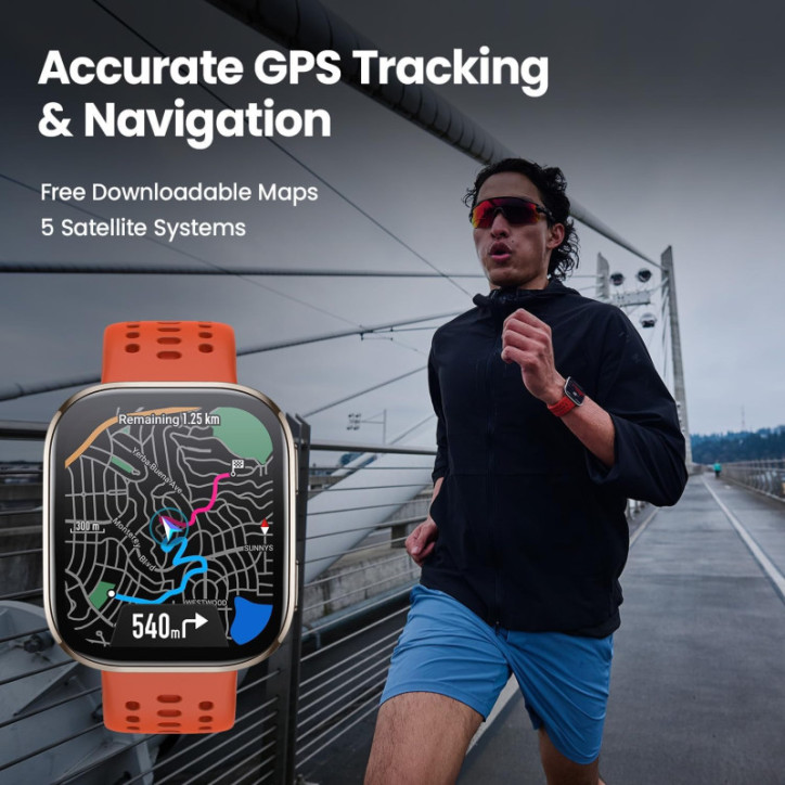 Montre Connectée Amazfit Bip 6 46mm, Écran AMOLED 1,97, GPS, 14 Jours d'Autonomie, Suivi Santé & Sport, Étanche 5 ATM, Noir