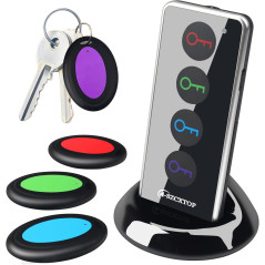Key Finder Locator - 80dB Wireless RF Tracker for Keys, Pets, Luggage, Wallet, Phone, 131ft Range, 1 Transmitter & 4 Receive