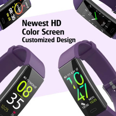 ZURURU Tracker Fitness Étanche Moniteur Santé Sommeil Pression Cardiaque Homme Femme Violet