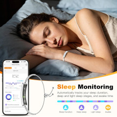 Smart Bracelet for Women - Fitness Tracker with Heart Rate, Sleep, Step Counter, 1ATM Waterproof, 2 Bands