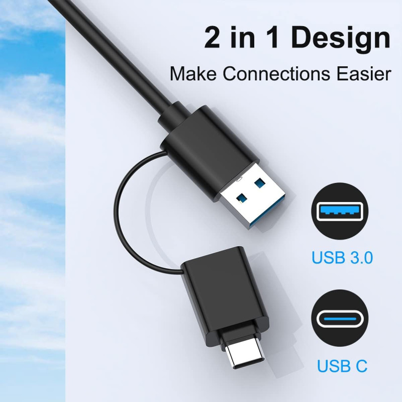 7-in-1 USB C Multi Card Reader for SD, CF, Micro SD & More – USB 3.0 Hub