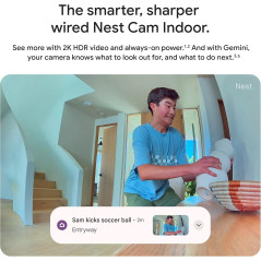 Google Nest Cam Indoor 3rd Gen (Wired) - 2K Video, Night Vision 2025