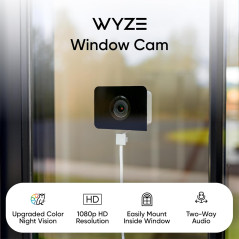 Wyze Window Camera - Sécurité HD Intérieure WiFi, Vision Nuit
