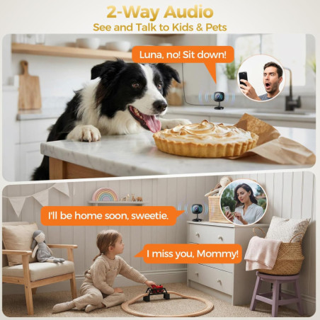ZEEPORTE 2K Indoor Security Camera – Baby & Pet Monitor with Motion Detection, 2-Way Audio, Night Vision, Alexa Compatible