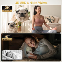 ZEEPORTE 2K Indoor Security Camera - Baby Monitor & Pet Cam with Alexa