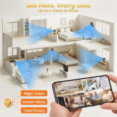 ZEEPORTE 2K Indoor Security Camera - Baby Monitor & Pet Cam with Alexa