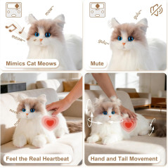 Chongker 24.8 Interactive Robot Cat Plush Toy with Touch Control