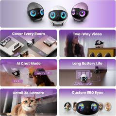 Enabot EBO Air 2 Plus FamilyBot 3K: AI Home Camera Robot with Night Vision