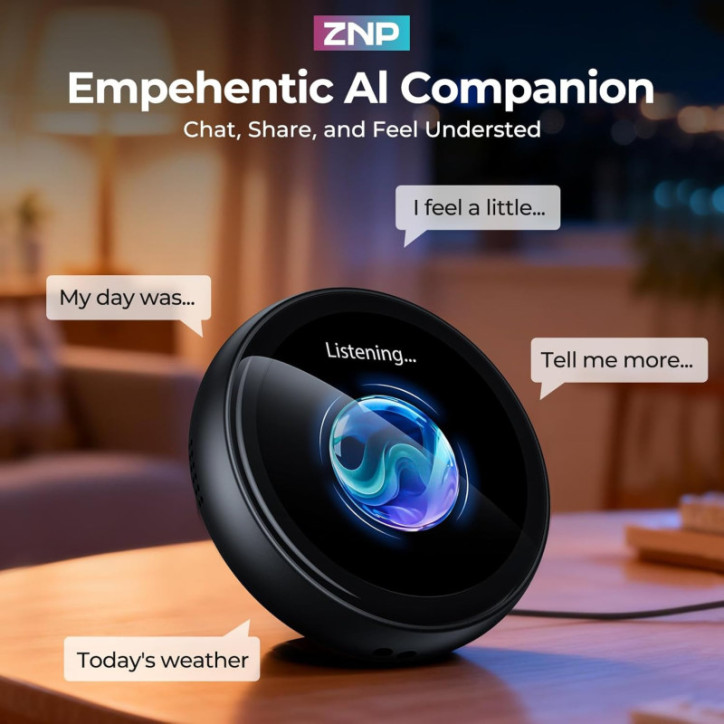ZNP Digital AI Companion Badge - Bluetooth Translator for 60 Languages, Offline HD Touchscreen, No Wi-Fi Needed
