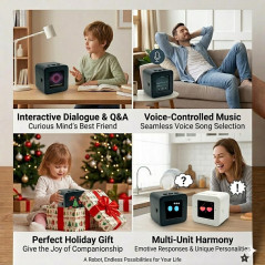 Mini AI Voice Chatbot Smart Assistant with Multiple AI Models, Emotional Interaction & 100+ Stickers (White)