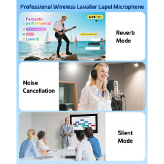 Pink Wireless Lavalier Mic for iPhone & Android – Noise Cancelling, 65ft Range