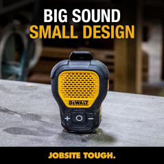 DEWALT Wearable Bluetooth Speaker - Clip-On, Water-Resistant, Hands-Free