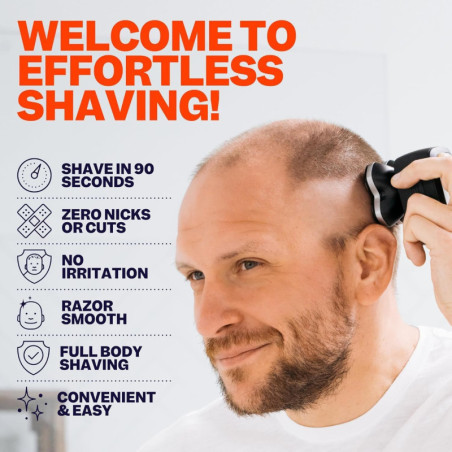 Freebird Rasoir Électrique Sans Fil Étanche pour Tête & Corps - Lames Rotatives FlexSeries Pro