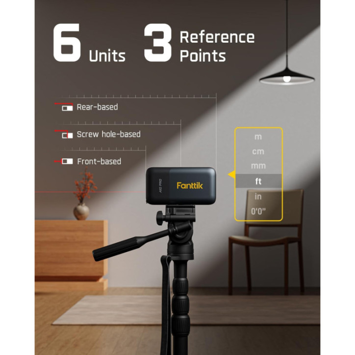Fanttik A10 Pro 2-in-1 Laser Tape Measure, 165Ft Range, HD IPS Display, Rechargeable, 6 Units, Area/Volume Fanttik A10 Pro 2-in-1 Laser Tape Measure, 165Ft Range, HD IPS Display, Rechargeable, 6 Units, Area/Volume