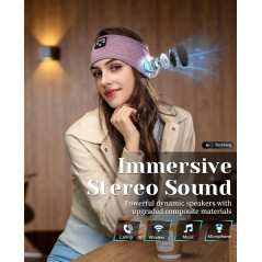 Perytong Wireless Sleep Headphones – Bluetooth Sports Headband (Purple)