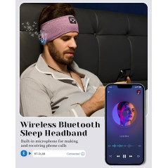Perytong Wireless Sleep Headphones – Bluetooth Sports Headband (Purple)