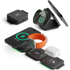 InfinaCore 3-in-1 Magnetic Wireless Foldable Charging Station for iPhone 16-12 Pro Max, AirPods & Apple Watch