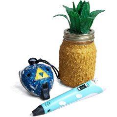 SCRIB3D P1 3D Printing Pen with Display, 3 PLA Colors, Stencil Book, Project Guide & Power Adapter