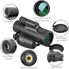 High Power 8x42 Monocular Telescope – Compact, Waterproof & Shockproof