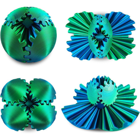 Gear Sphere: 3D Printed Steampunk Gearsphere Fidget Toy in Green