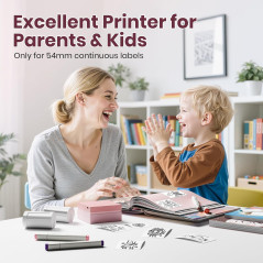 PM290C Portable Inkless Bluetooth Sticker Printer with 3 Rolls Paper - Pink