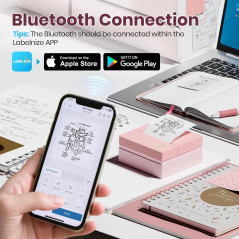 Imprimante Sticker Portable PM290C Bluetooth Sans Encre Rose