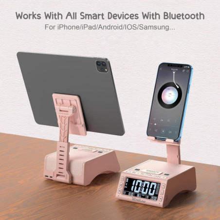 TechGlow Pink Foldable Cellphone Stand & Bluetooth Speaker Gift for All