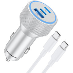 WODENTA 67W 3-Port USB C Car Charger for iPhone 17/16/15 Pro Max